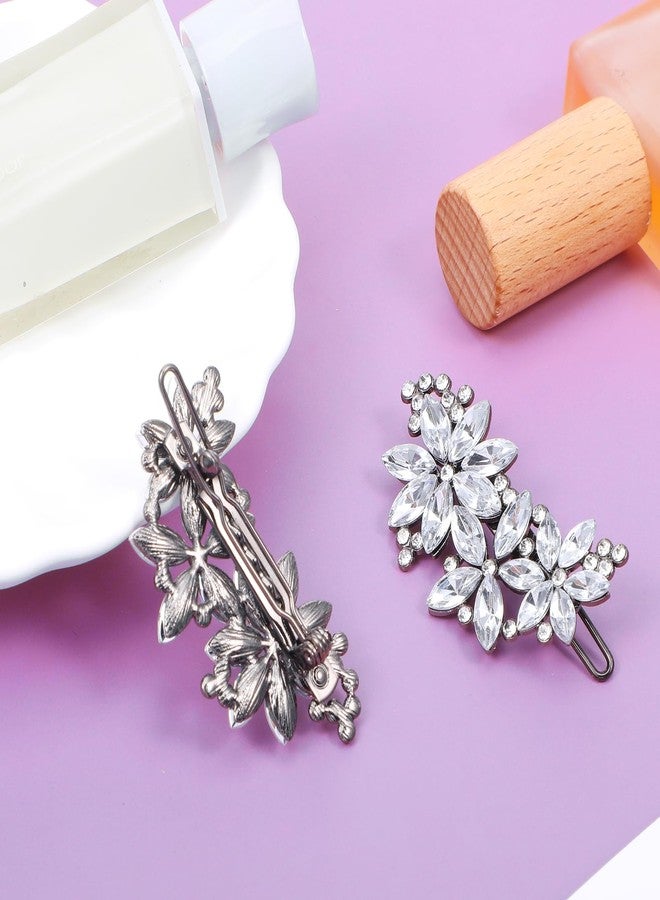 WJIAAA Crystal Flower Hair Clips,4Pcs Rhinestone Hair Clips Elegant Accessories for Women Bride Wedding Party Festivals - Image 5
